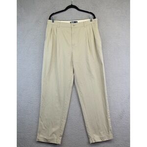 Polo Ralph Lauren Hammond Pants Mens 38x32 Khaki Straight Pleated Preppy 35x30‎